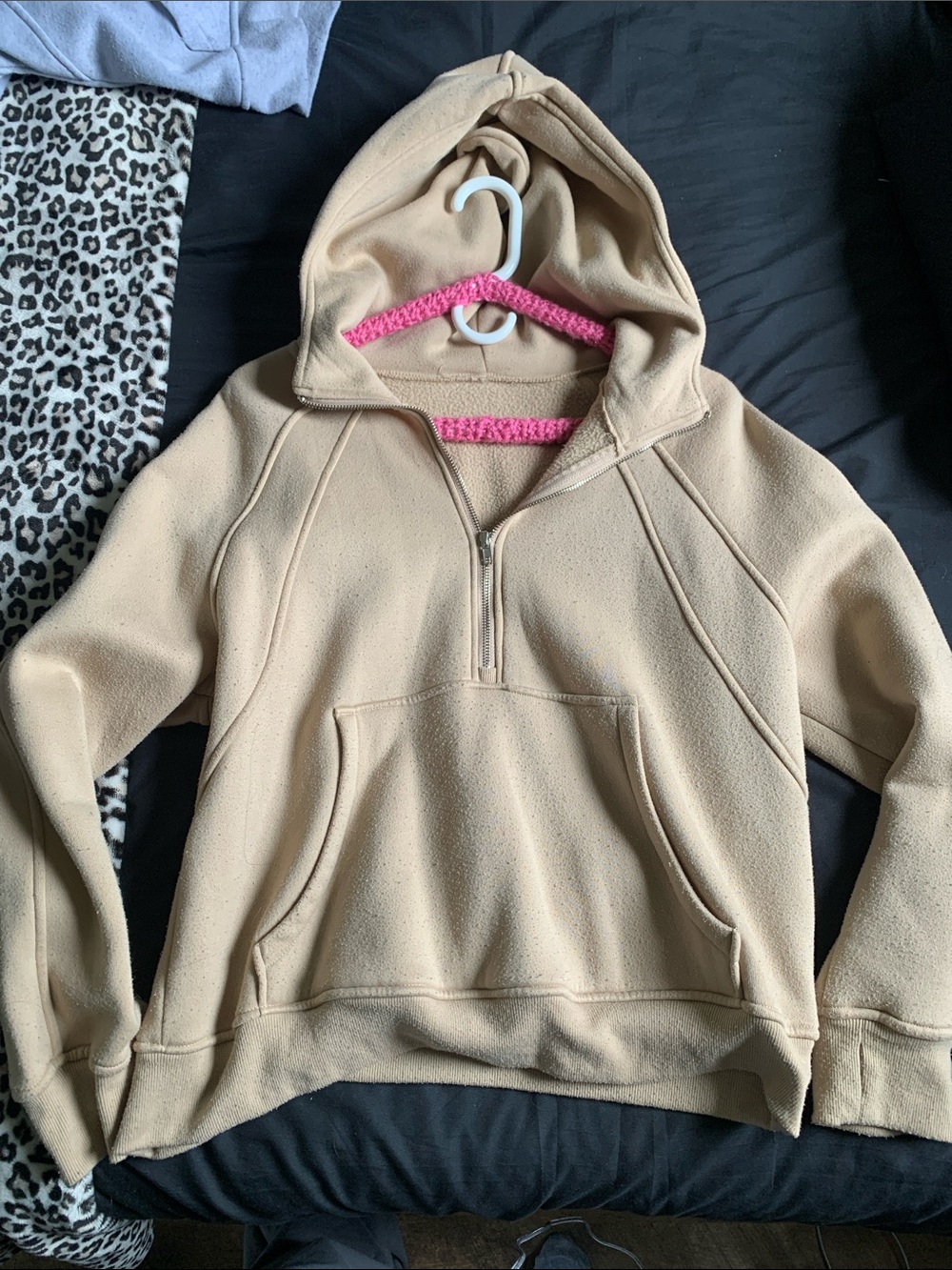 Cozy Half-Zip Hooded Pullover - Cream